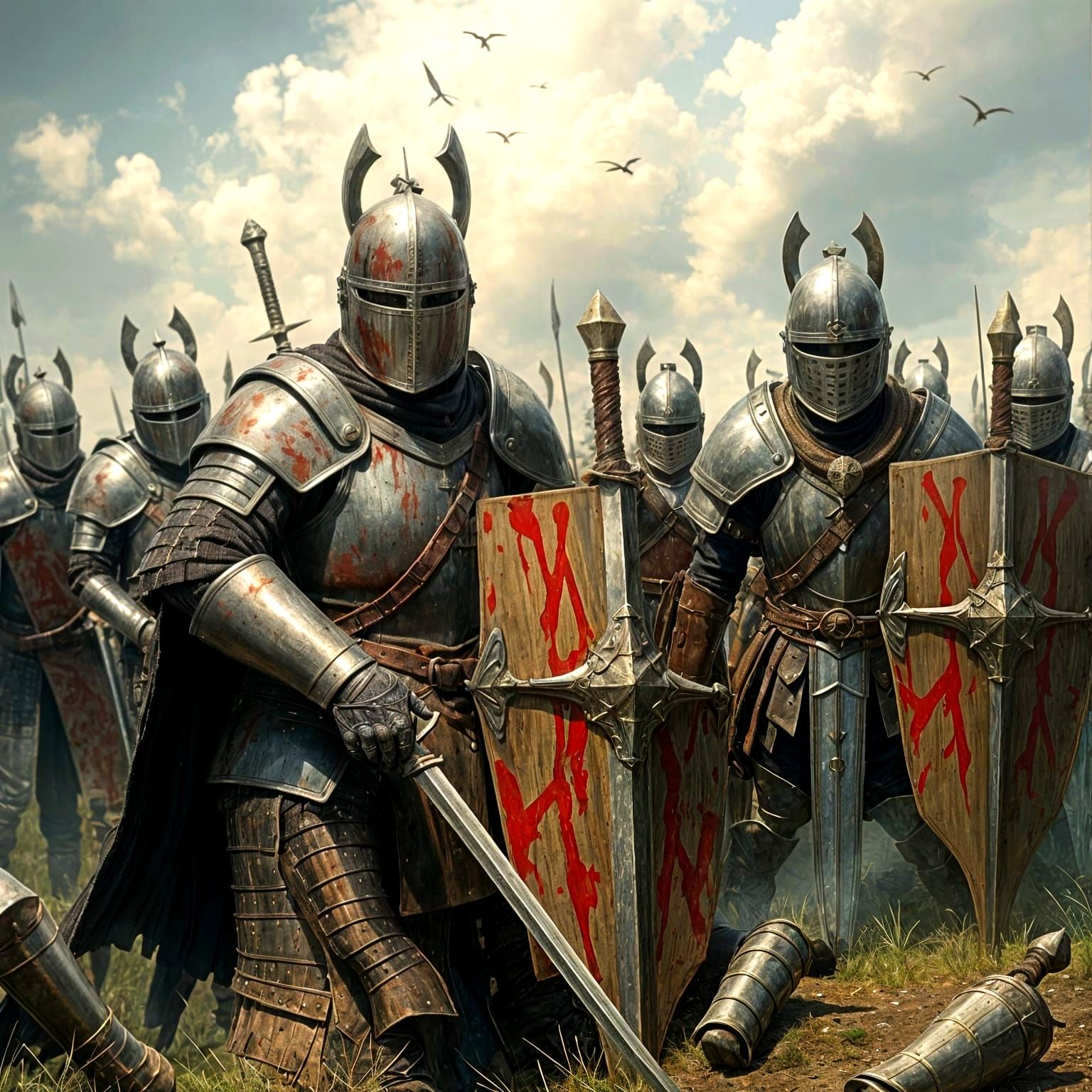 Exhausted Knights After Battle