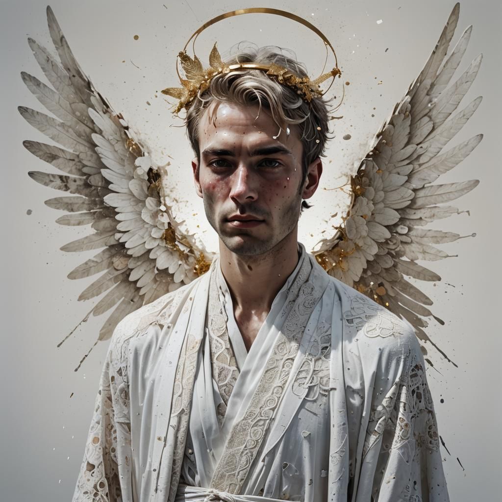 Celestial Portrait with Wings in Edo Art Style