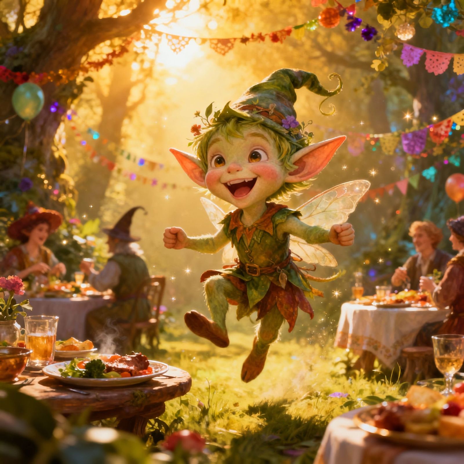 Cute Leapling Elf Celebrating a Fun Feast
