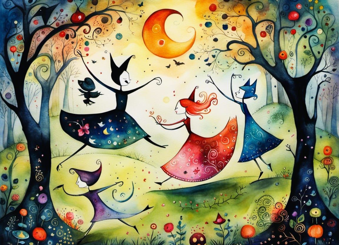 Enchanted Woodland Picnic: Whimsical Watercolor Art