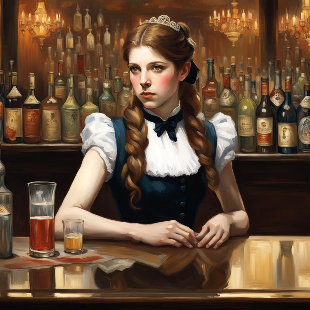 Anna Kendrick as Bartender, Impressionist Portrait