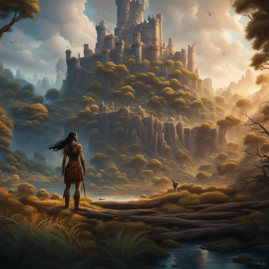 Pocahontas Fantasy Concept Art in Deep Color