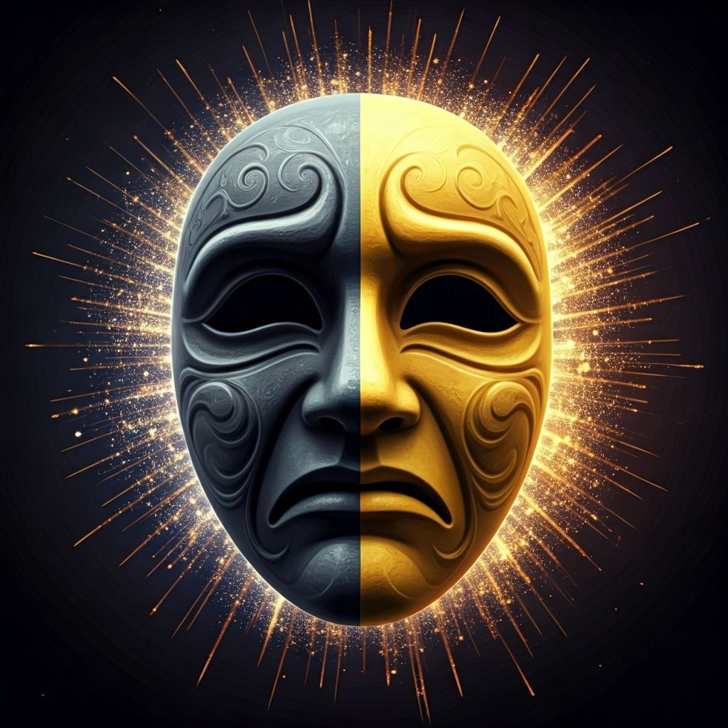 Dual Emotion Mask in Sparkling Light