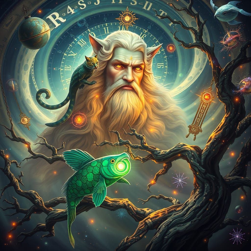 Celestial Star Grazer with Sky Panther in Vortex of Time