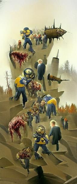 Gore-Filled Zombie Horde in Stalinist Architecture