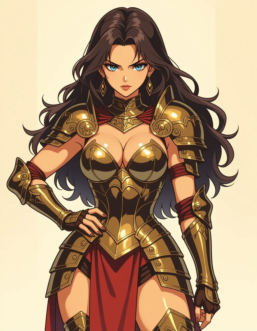 Anime Gladiator Pin-Up Model in Epic Fantasy Style