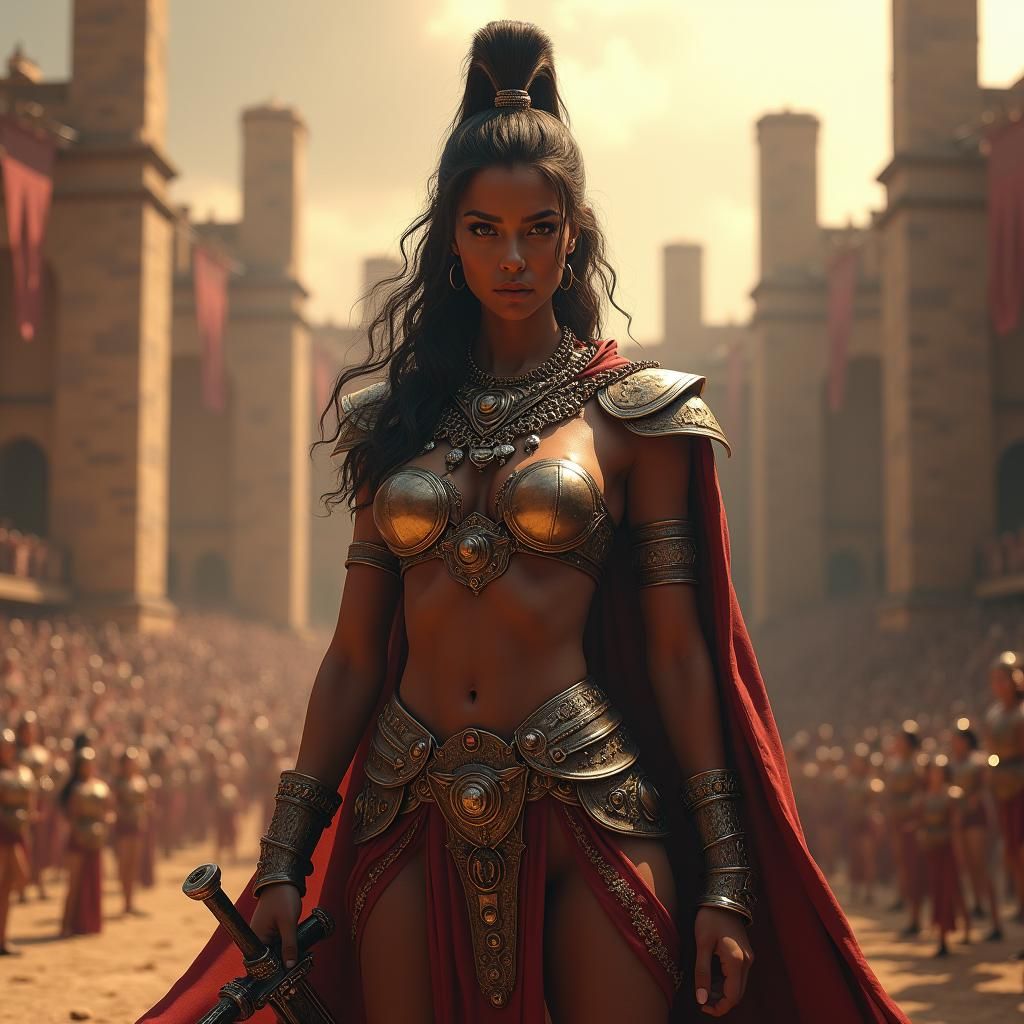 Heroic Gladiator in Arena: Digital Matte Painting