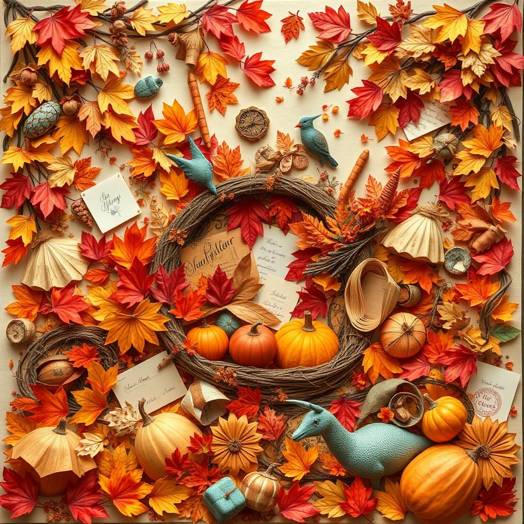 Autumn Harvest Paper Collage Vision Board