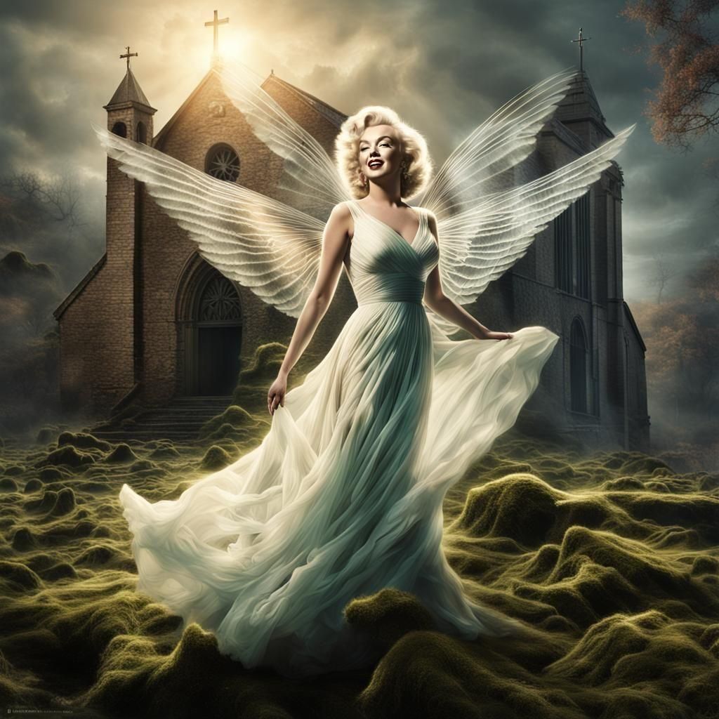 Marilyn Monroe with Wings in Digital Painting