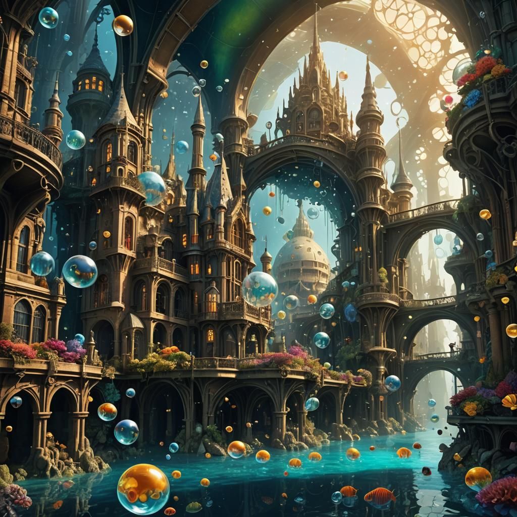 Underwater City Inspired by Art Nouveau, 8K