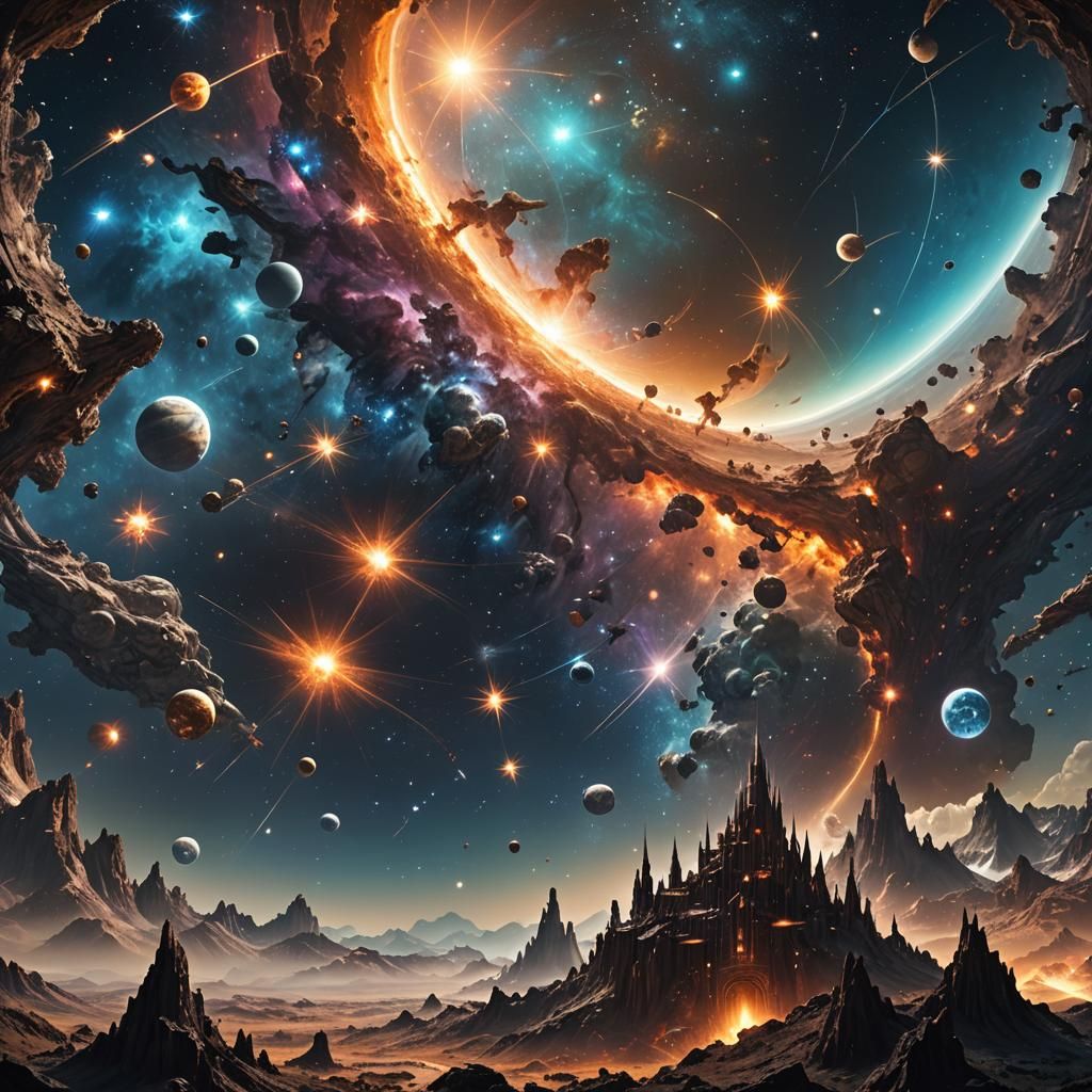 Epic Cosmic Stars Digital Matte Painting