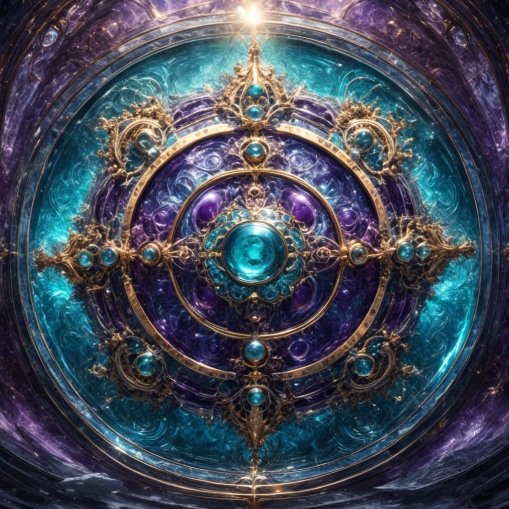 Sacred Geometry in Blues, Purples and Gold