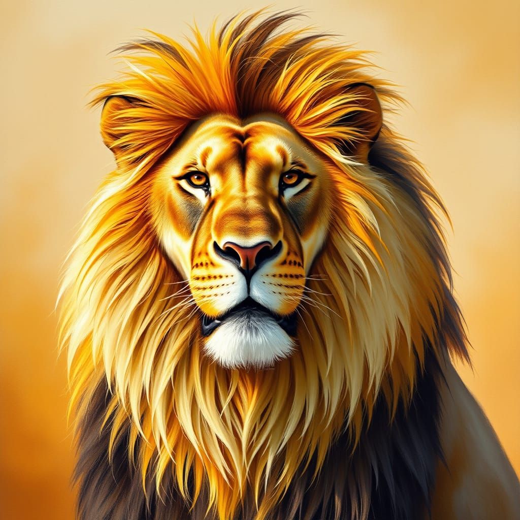Regal Lion with Vibrant Striped Mane
