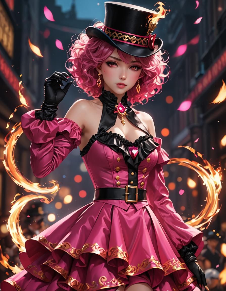 Hot Pink Ringmaster Outfit in Anime Style
