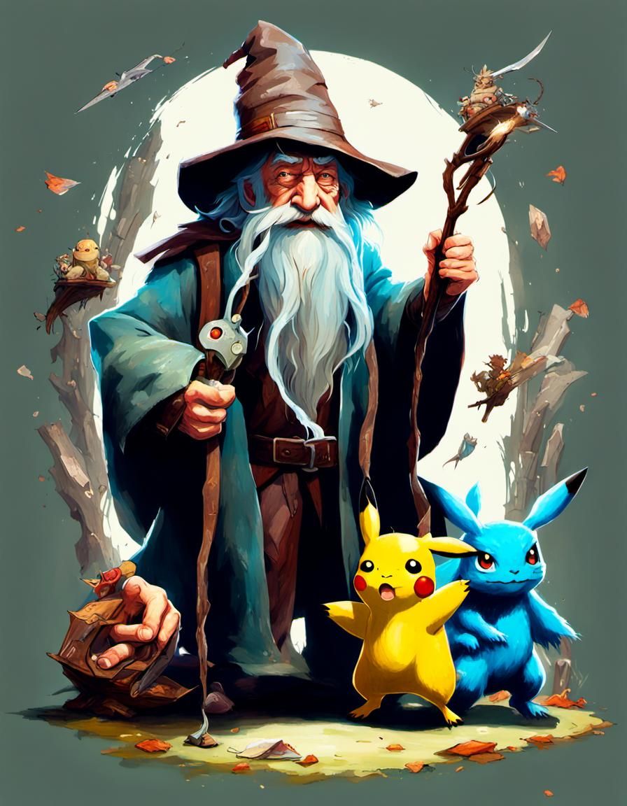 Gandalf as Pokemon Master in 3D Render Style