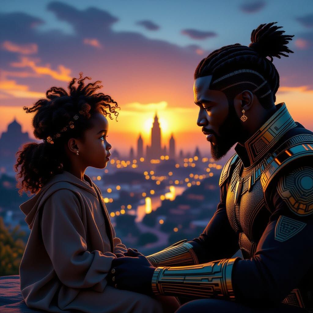 Afrofuturist Father Shares Legacy with Child in Wakanda