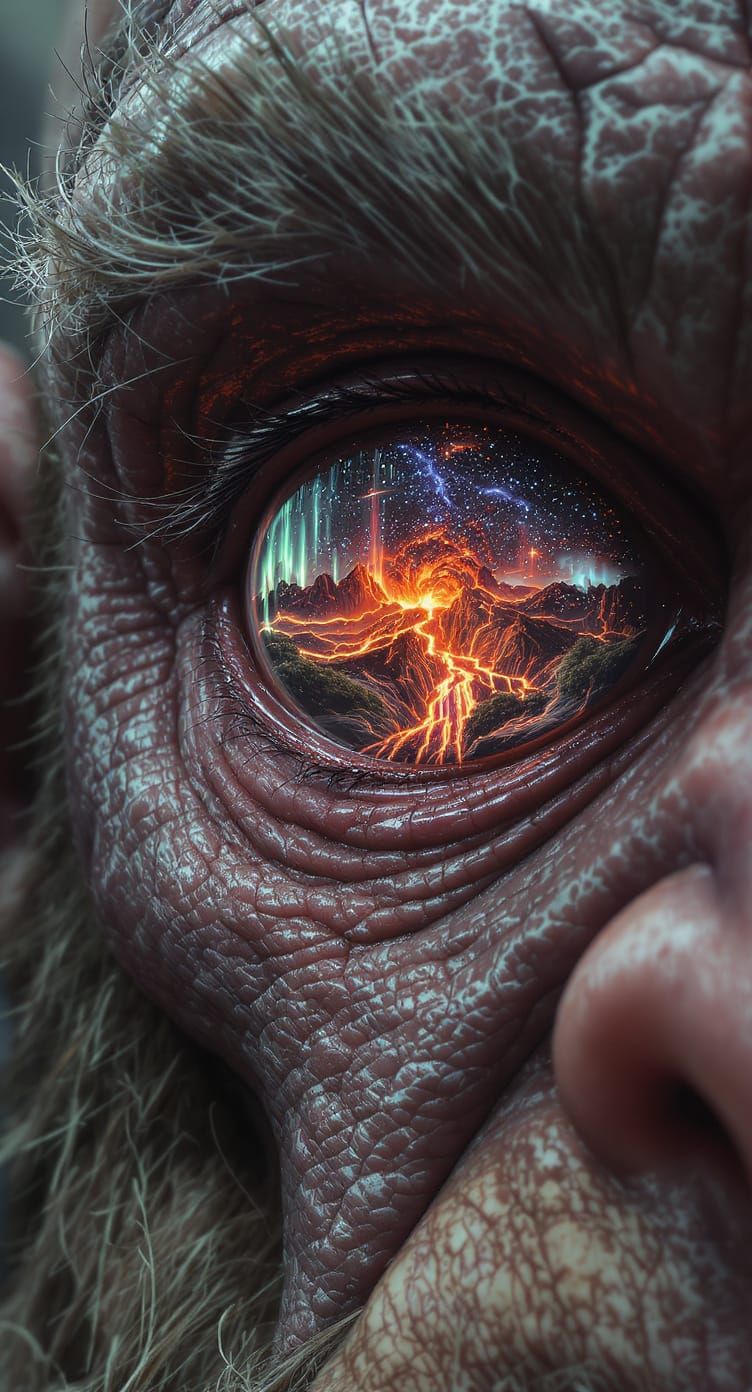 Hyperreal Close-Up of a Troll's Glacial Eye