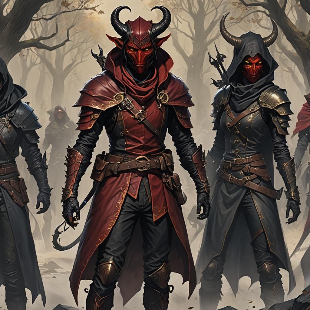 Mysterious Tiefling Rogue in Detailed Matte Painting