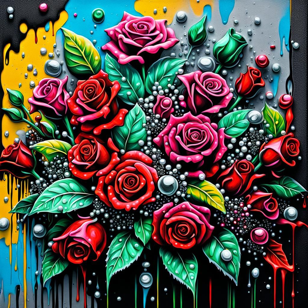 Baroque Ruby Roses with Diamond and Pearl Details