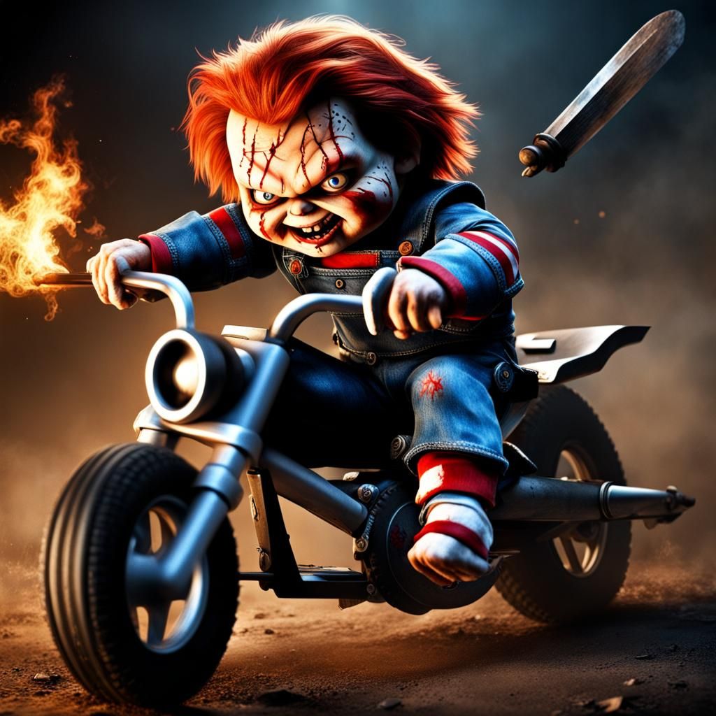 Chucky Murder Puppet Rides Battle Bike