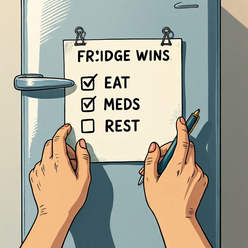 Graphic Risograph Poster: Daily Checklist on Fridge