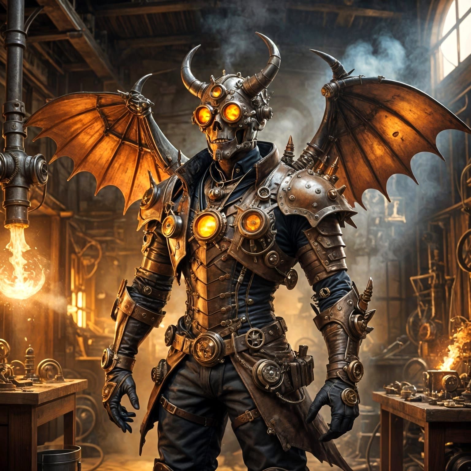 Intricate Steampunk Demon Design