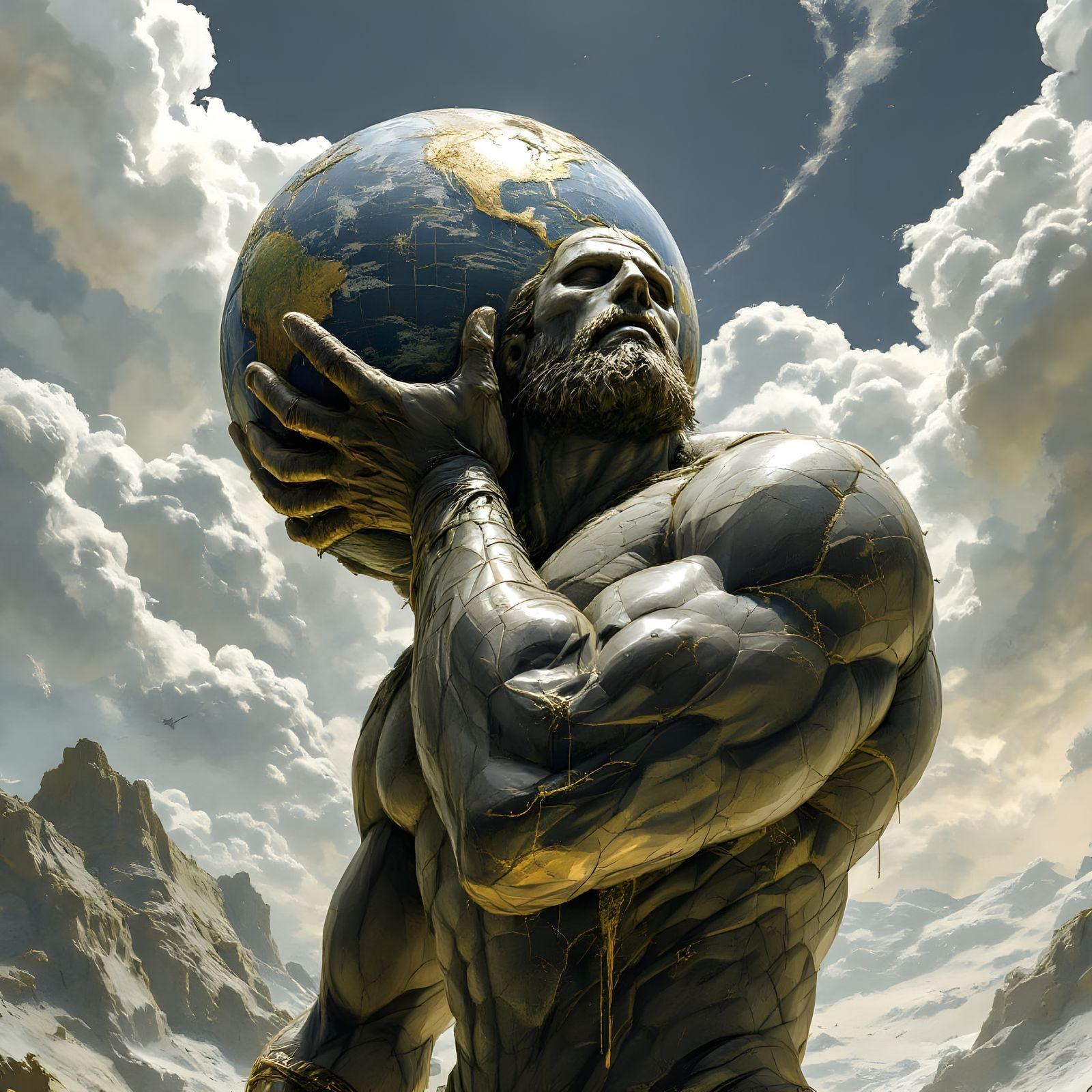 Titan Atlas Holding Globe on Shoulders