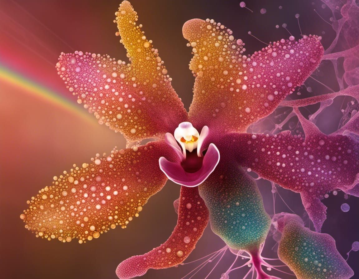 Rainbow Orchid: Microscopic Cyberpunk Masterpiece