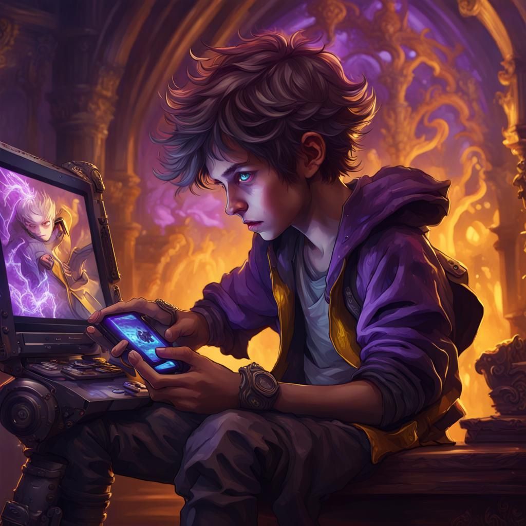 Young Demon Gamer Boy