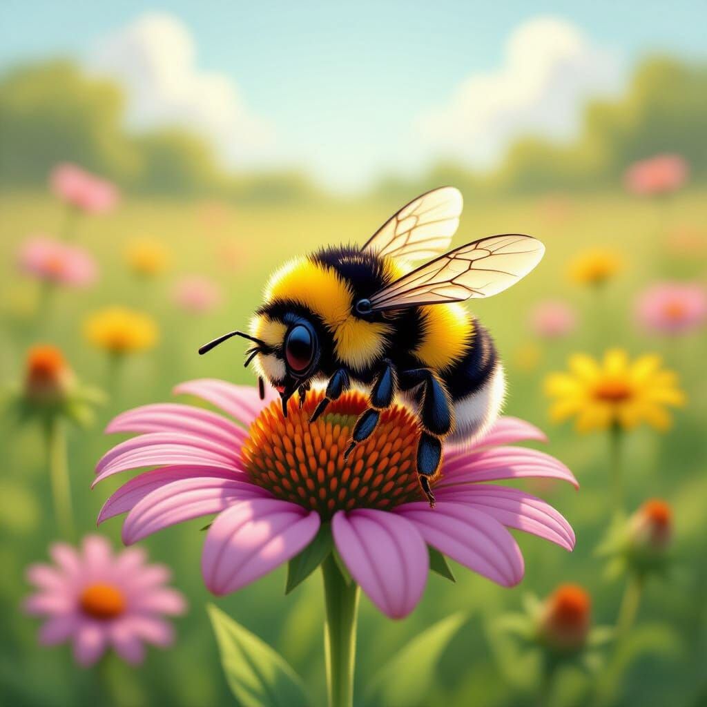 Sleepy Bumblebee in Flowery Meadow Comic Art