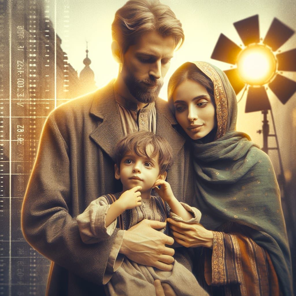 Cinematic Film Still of a Loving Family