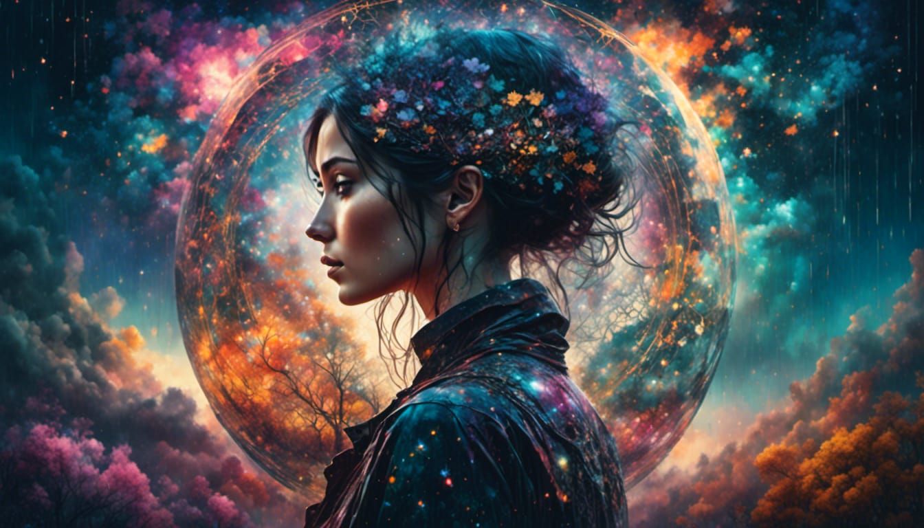 Starry Dream Double Exposure with Gothic Aesthetic