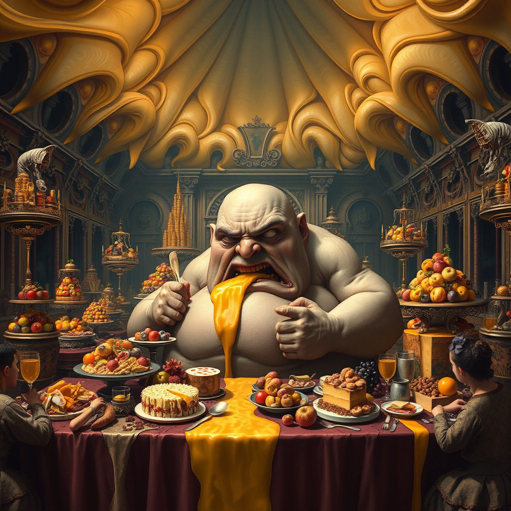 Surreal Feast in Dreamlike Banquet Hall