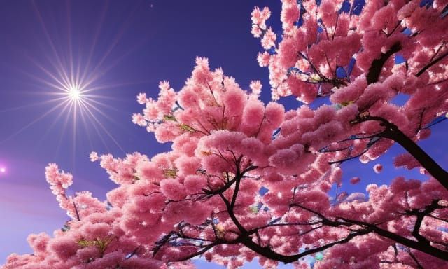 Magical Cherry Tree with Intricate Anime Details