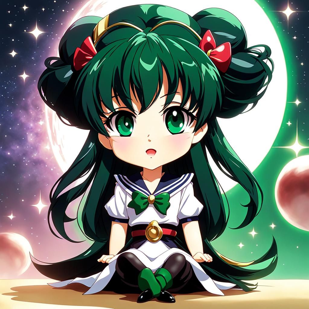 Chibi Sailor Pluto Porcelain Doll, Anime Style