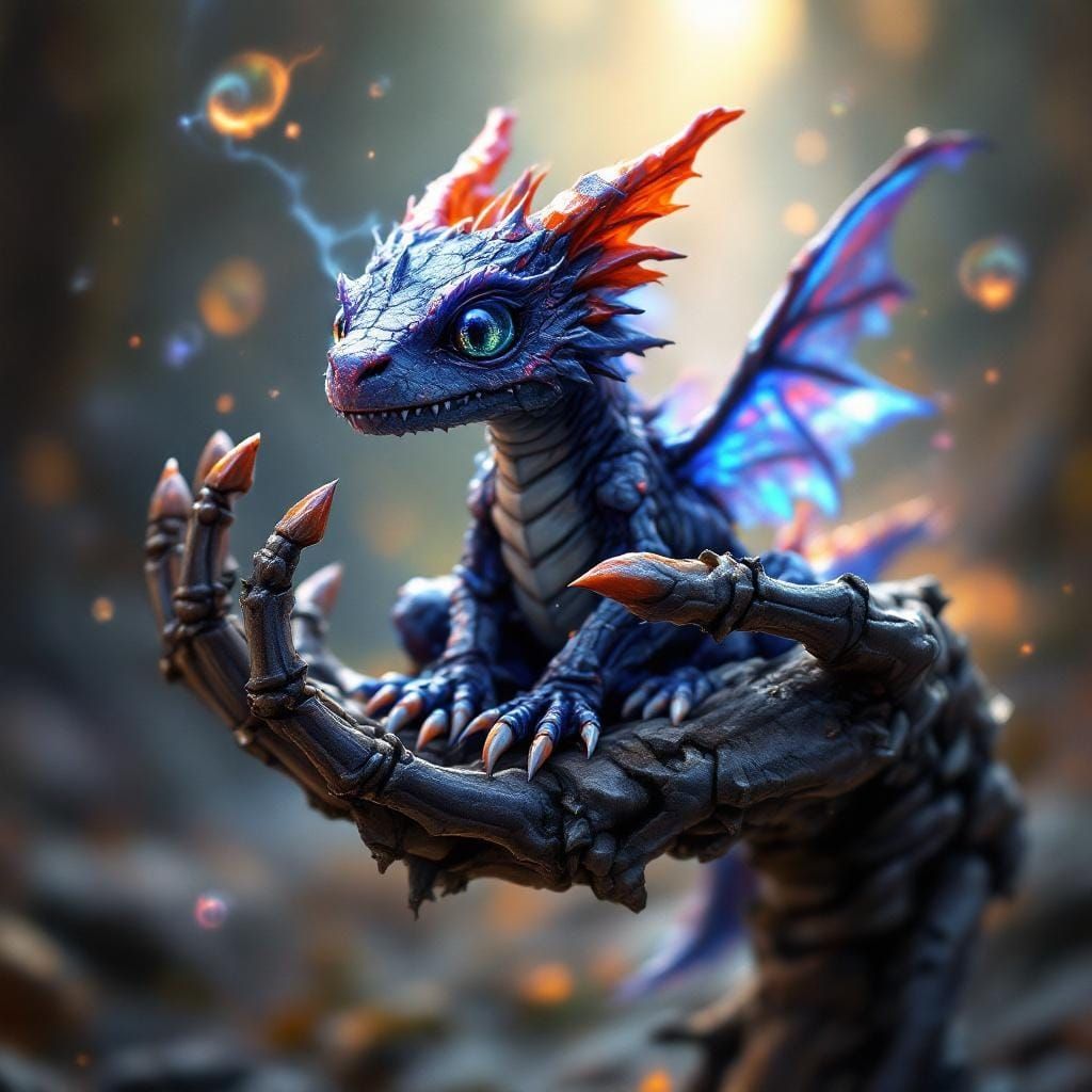 Rock Dragon in Skeleton Hand: Fantasy Concept Art
