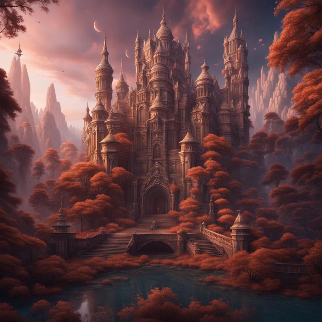 Intricate Optical Illusion in Detailed Matte Painting