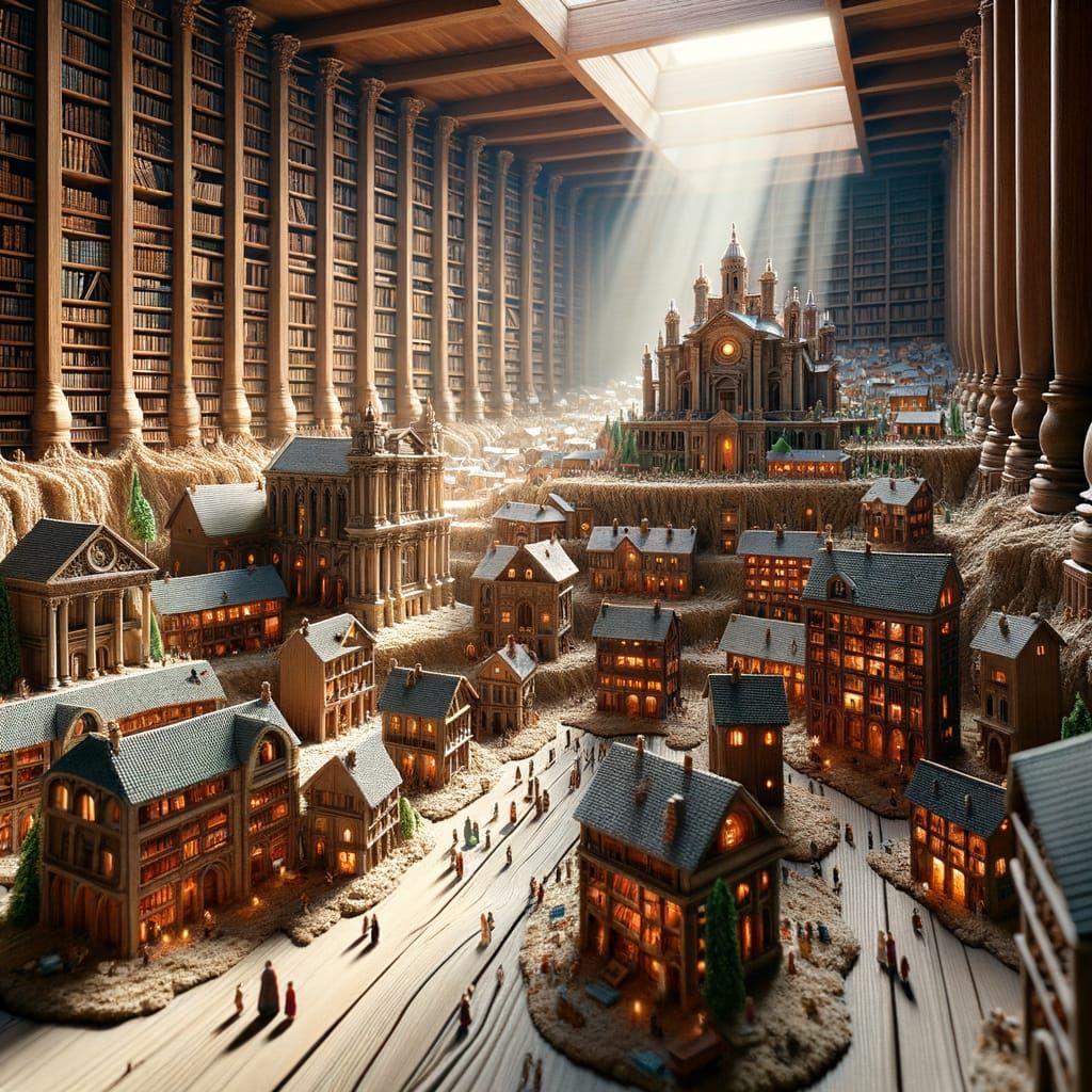Miniature Village Under Library Floor
