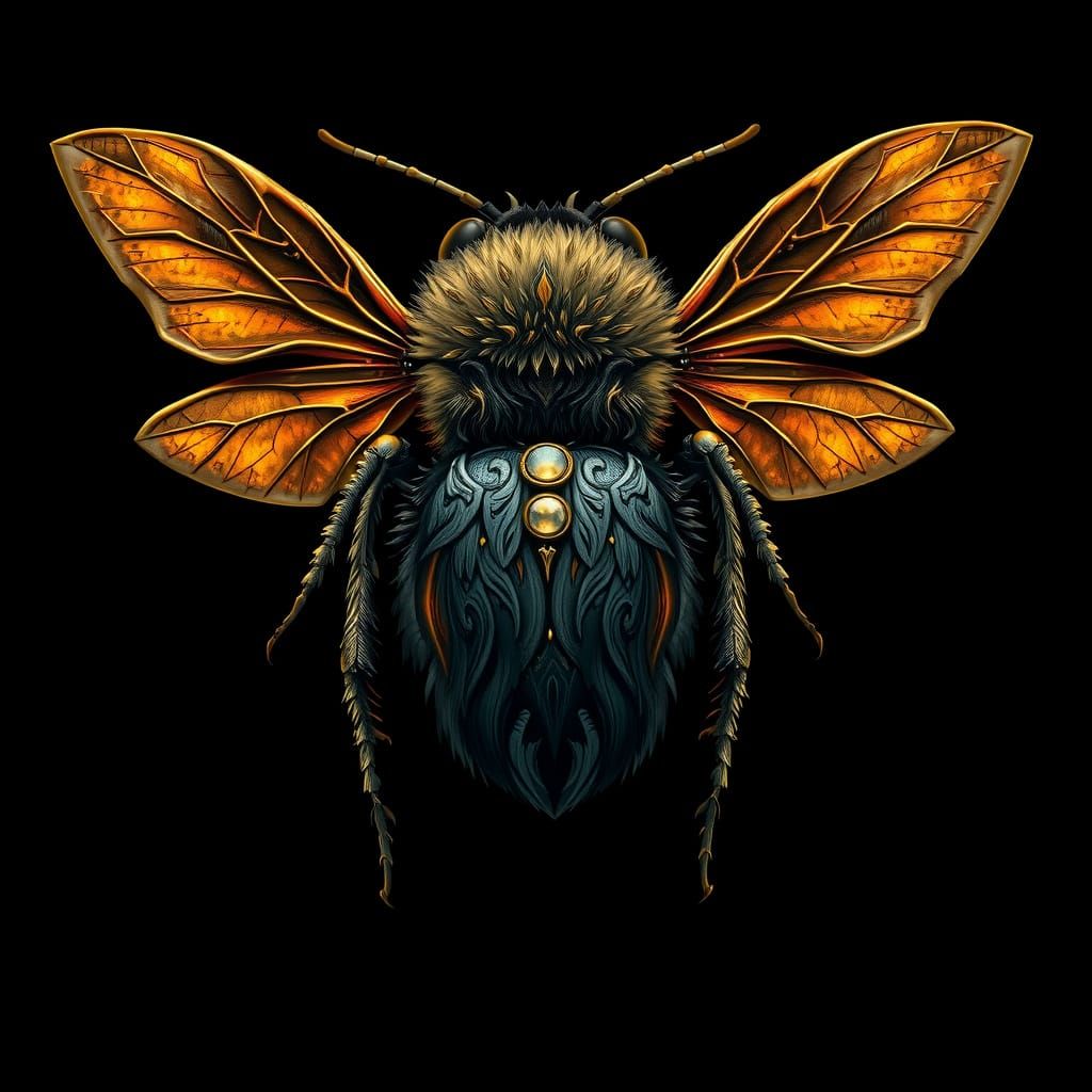 Baroque Bumblebee on Dark Metallic Background