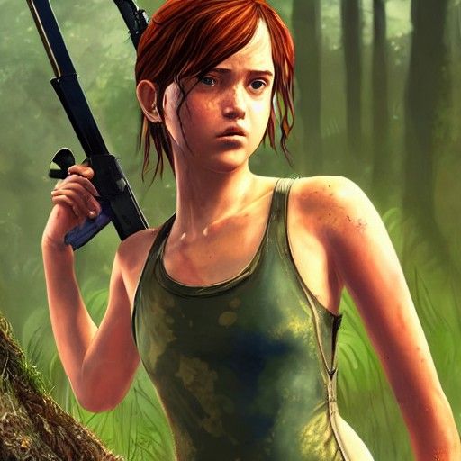 Character in Swimsuit with Rifle: The Last of Us Style
