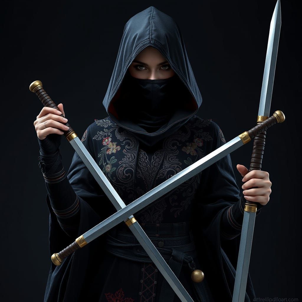 Mysterious Warrior in Dark, Gritty Fantasy Style