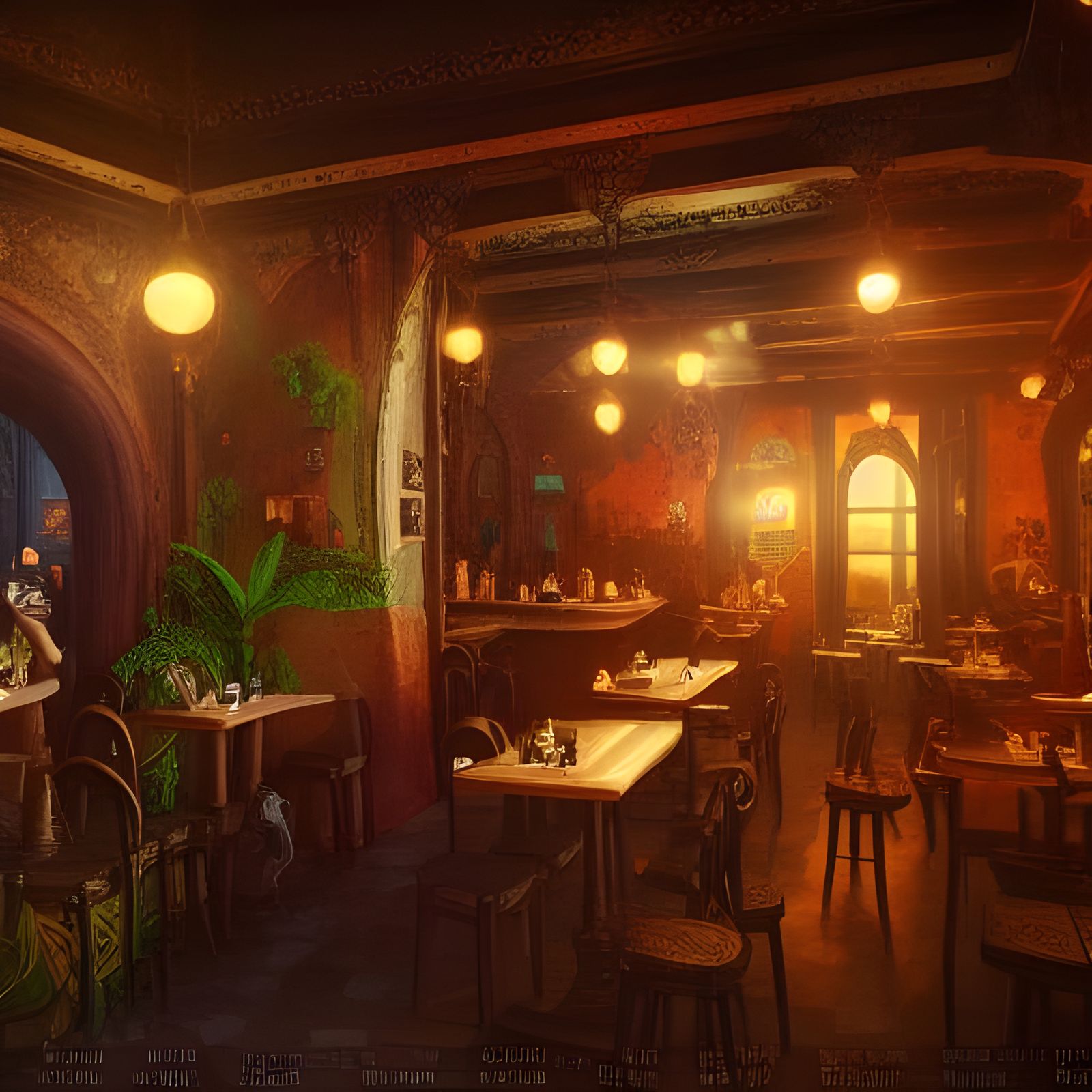 Lofi Cafe Ambience in Detailed Matte Painting