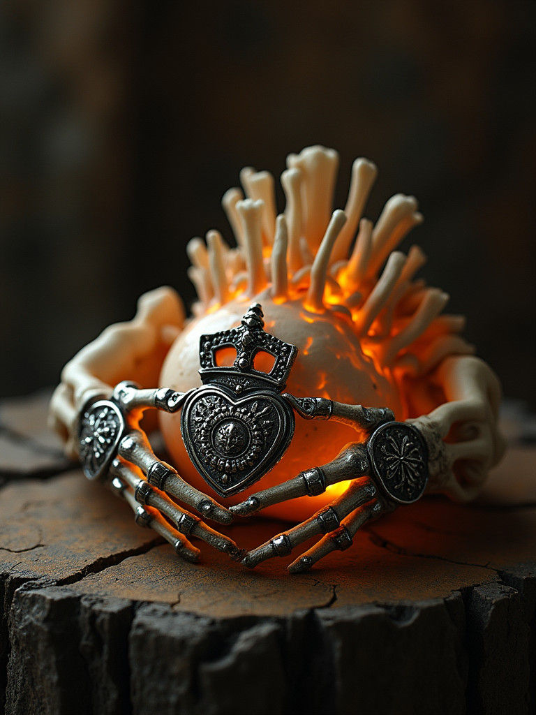 Claddagh Skeletal Remains with Glowing Organs