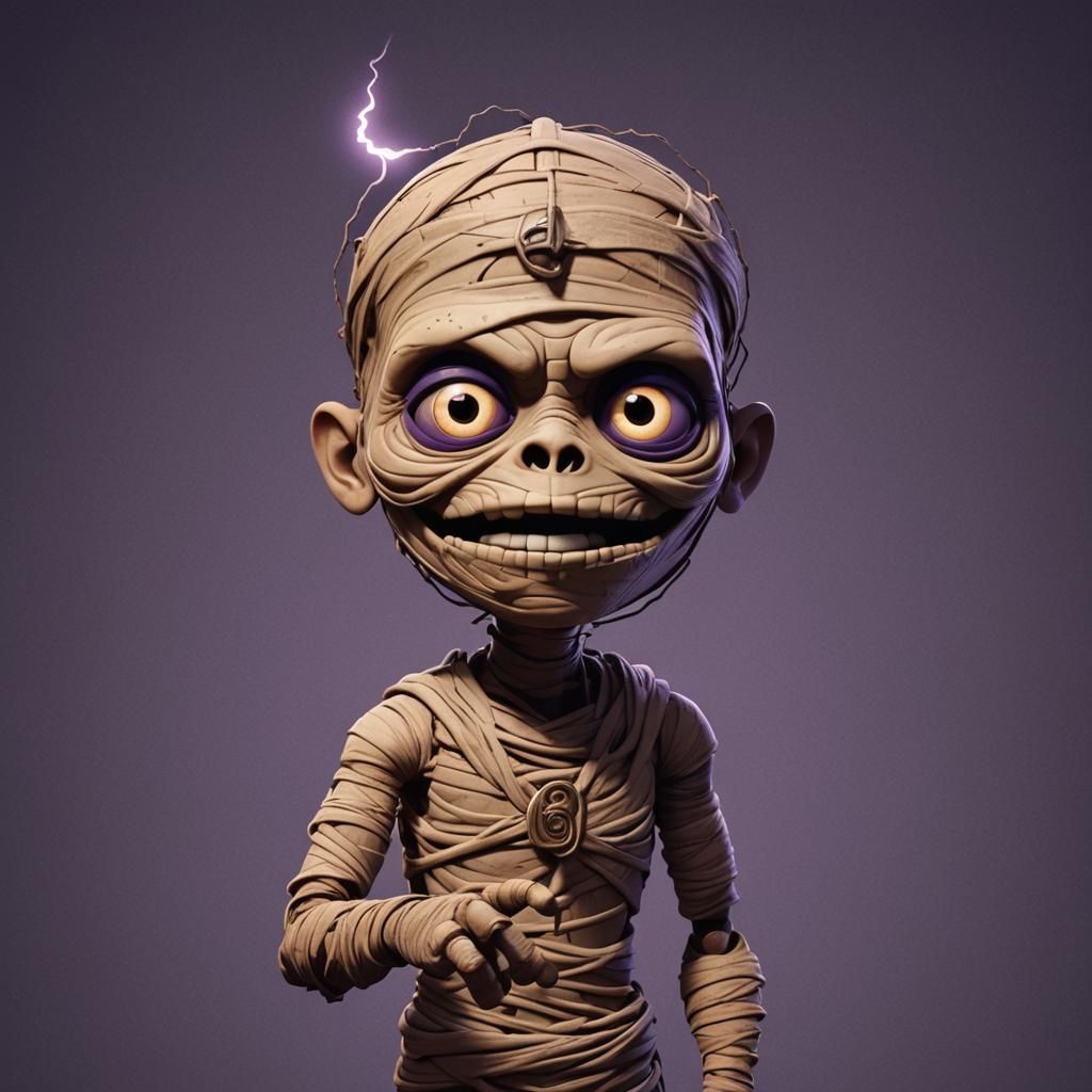 Pixar-Style Mummy with Glowing Tattoo