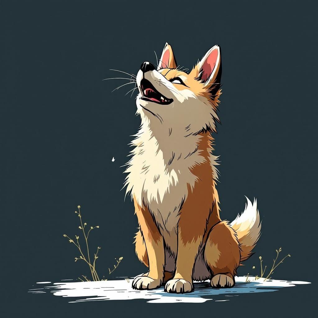 Smiling Canine Furry in Anime Sketch Style