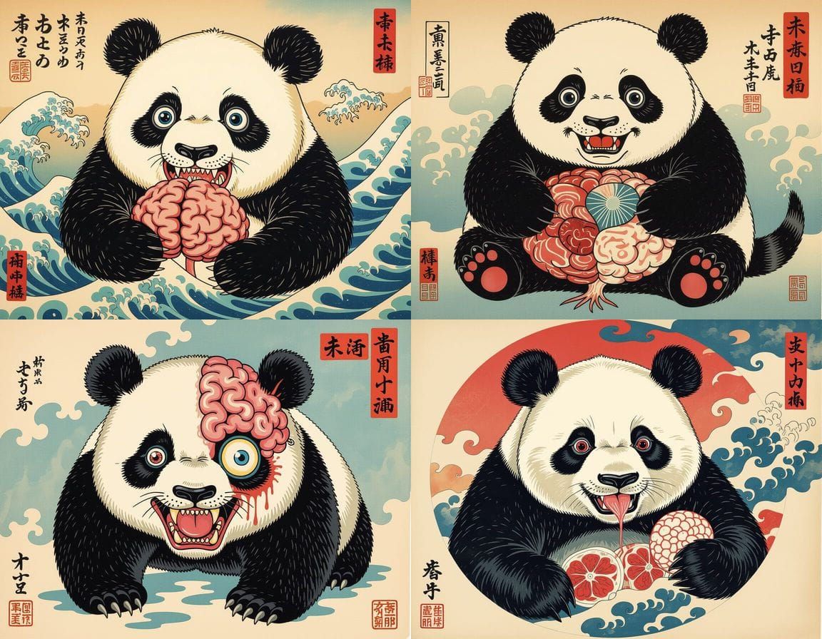 Mythical Hybrid Creature in Ukiyo-e Surrealist Style