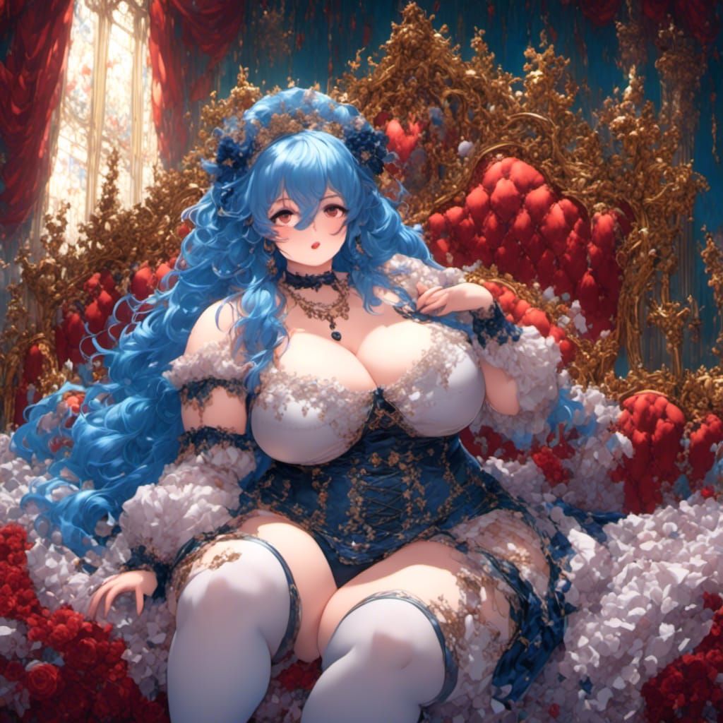 Curvy Woman in Corset Anime Style