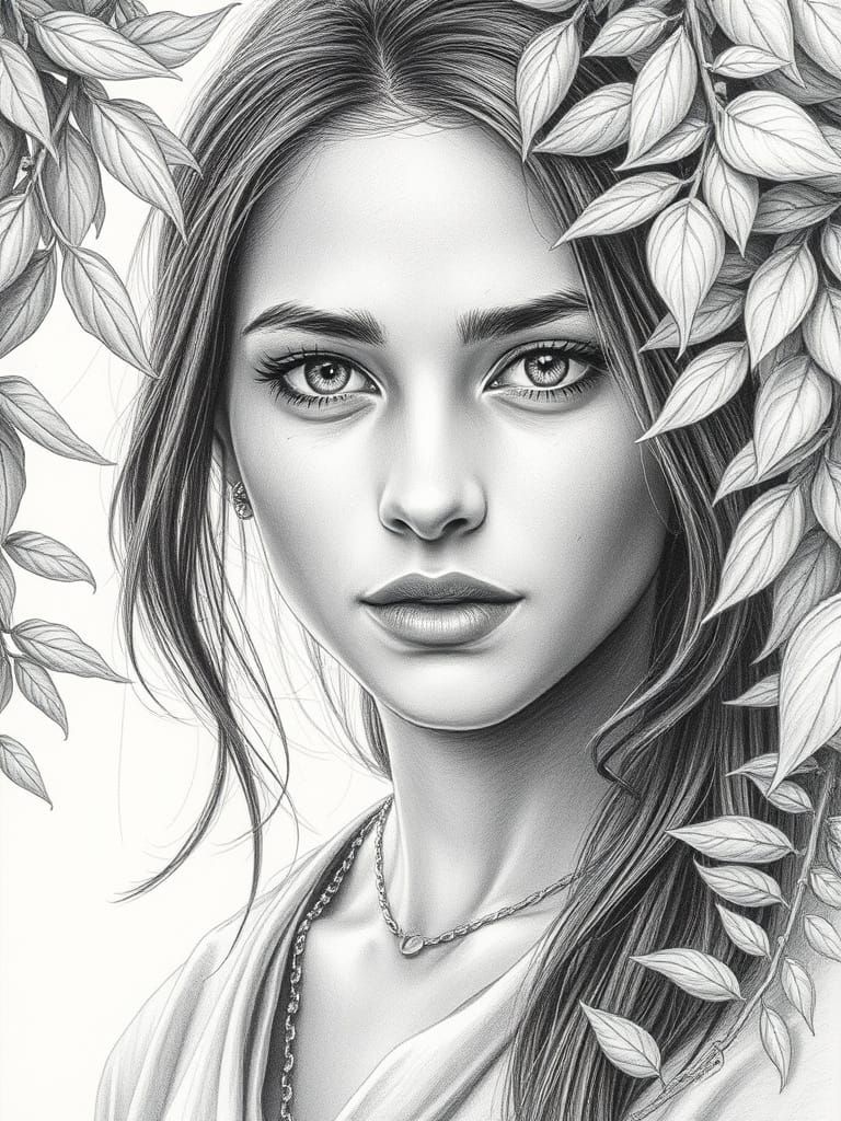 Realistic Sumarian Woman Portrait in Pencil