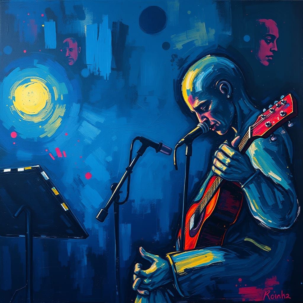 Expressive Blues in Gouache Style