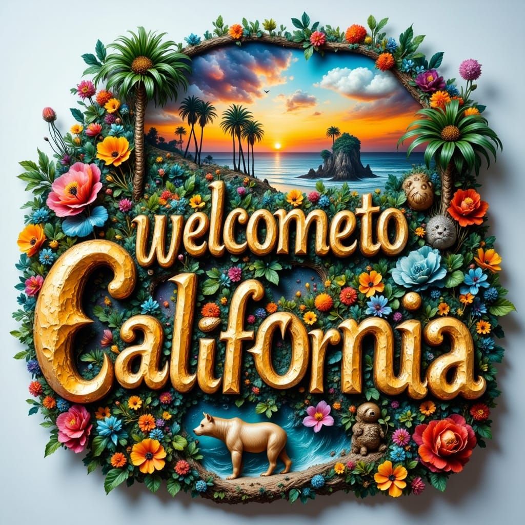 Vibrant California Icon in Dreamy Hyperrealism